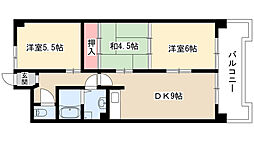 一幸ハイム 4階3LDKの間取り