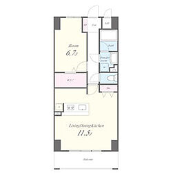 ブリス 6階1LDKの間取り