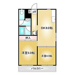 関谷ハイツ 2階2DKの間取り