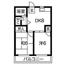 青杏ビル(せいきょう) 3階2LDKの間取り