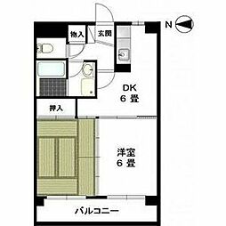 ハイツ山崎 4階2DKの間取り