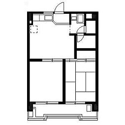 レスカール一番町 6階2DKの間取り