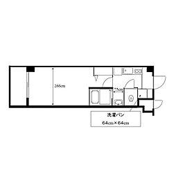 ベルフローラ白鳥 3階1Kの間取り