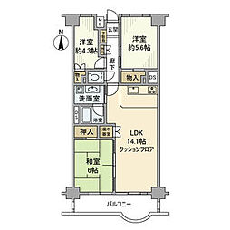コミュニタス千代が丘S棟 11階3LDKの間取り