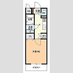 アラニII 4階1Kの間取り