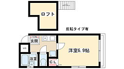 e池下 4階ワンルームの間取り