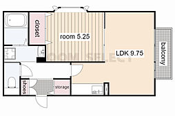 ラ・ボーテ 1LDKの間取図画像