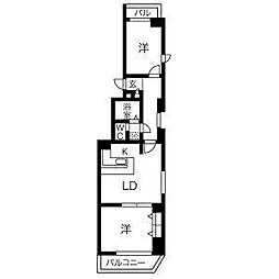 レインボー千代田橋 4階2LDKの間取り