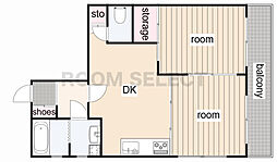 中村パークビル 5階2LDKの間取り