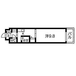 クレセール・サン 5階1Kの間取り