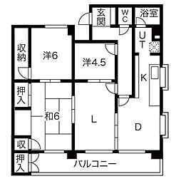 アイルモネ山手 2階3LDKの間取り