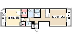 マインド紅梅 4階1LDKの間取り