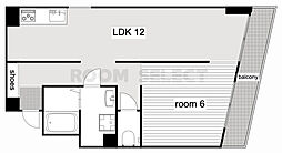 緑コーポラス 3階1LDKの間取り