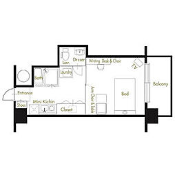 アトリアム吹上 7階1Kの間取り