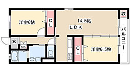 メゾン親名 2LDKの間取図画像