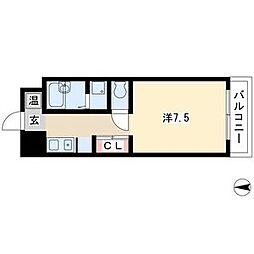 アドミール栄生 3階1Kの間取り