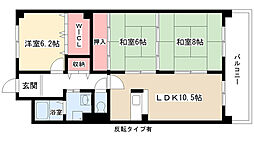 OS・SKYパークサイドヴィラ白山 5階3LDKの間取り