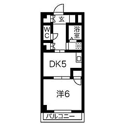 タウンM&E A棟 1階1DKの間取り