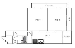 福信ビル 7階2DKの間取り