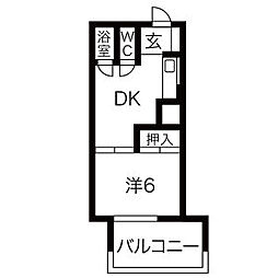 藤が丘はとビル 1DKの間取図画像