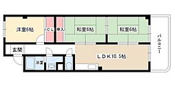 サンローヤル名東 60C 6階3LDKの間取り