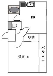 沢上コーポ 1階1DKの間取り
