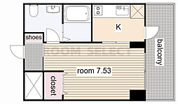 フロンティアタワー名駅南(旧CITY SPIRE 名駅南) 6階1Kの間取り