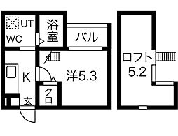E.S.プレミア 1Kの間取図画像