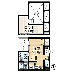 Altair高畑(アルテアタカバタ) 1階ワンルームの間取り
