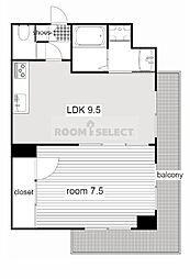 ゴールドハイツ渡辺　　かもめ 8階1LDKの間取り