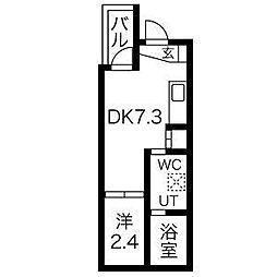 グラン・レーヴ名駅 1DKの間取図画像