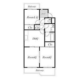 エクセル大野木 4階3DKの間取り