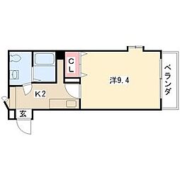 アメニティ吹上 8階1Kの間取り