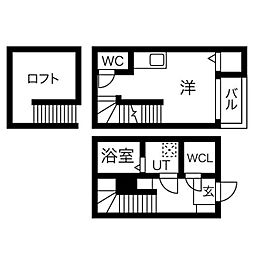 ステータス名駅西 1階1Kの間取り