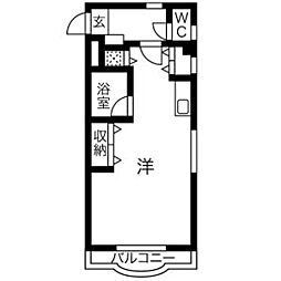 横堀ハイム 3階1Kの間取り