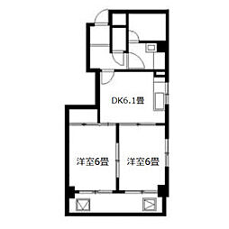 レスカール白金 2階2DKの間取り
