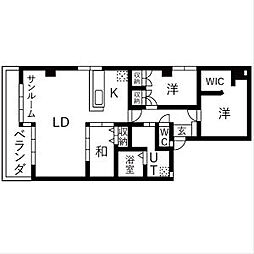 ルモン覚王山 1階3LDKの間取り