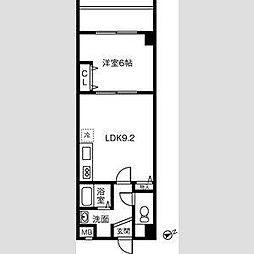 ヴァンクール新栄 3階1LDKの間取り