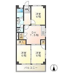 マンション光 A 4A 4階3DKの間取り