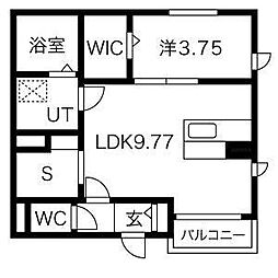 ゼフィール 3階1SLDKの間取り