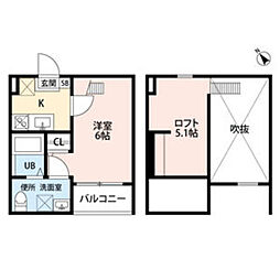 Fleur 1階1Kの間取り