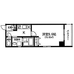 第15フクマルビル 11階1Kの間取り