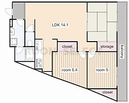 エスポアール荒江 2階3LDKの間取り