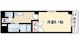 ルーエンハイム切戸 2階1Kの間取り
