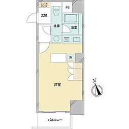 ドゥーエ大須 6階ワンルームの間取り