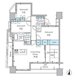 パークアクシス金山WEST 8階4LDKの間取り