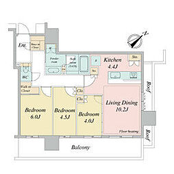 NAGOYA the TOWER(ナゴヤザタワー) 4階3LDKの間取り