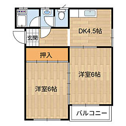リ・カーサ今池I 2階2DKの間取り