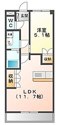 ピュア　ガーデン 2階1LDKの間取り