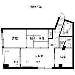 大鐘ビル 4階3DKの間取り